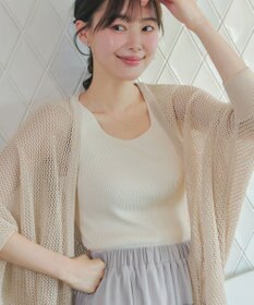 Tiaclasse 【新色追加】メッシュ編みニットドルマンカーディガン