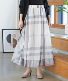 Tiaclasse L チュールレースチェックスカート