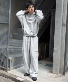 WEGO 【ユニセックス着用ITEM/ウエストゴム/MLサイズ展開】ワイドスウェットカーゴパンツ