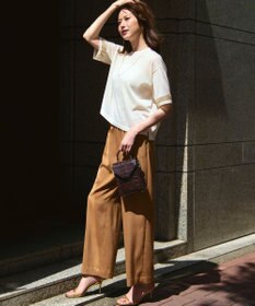 23区 L 【見上愛さん着用/Oggi10月号掲載/洗える】スエーディーサテン ワイド パンツ