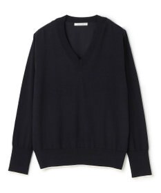 BEIGE， CHLOR / ウールシルクツイルドッキングVネックニット