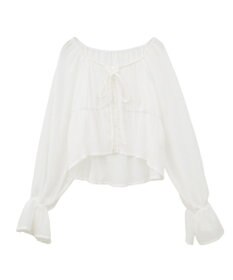 earth music&ecology ナローリボンくしゅくしゅギャザーブラウス