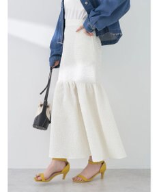 earth music&ecology エンボスフラワー　切替ボリュームスカート