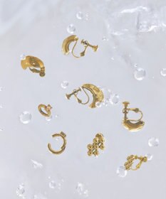 Phoebe 【金属アレルギー対応】ワンタッチビジューフープミニピアス　ゴールド/サージカルステンレス