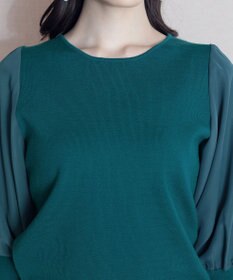 Tiaclasse 【新色追加・洗える】異素材パフ袖トップス