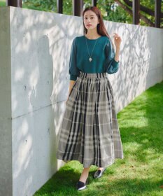 Tiaclasse 【新色追加・洗える】異素材パフ袖トップス