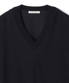 BEIGE， CHLOR / ウールシルクツイルドッキングVネックニット