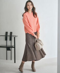 ANY SIS 【洗える】ラメツイードナローフレア スカート