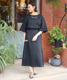 自由区 【XSサイズ～/洗える/セット可】エンブロイダリーリネン フレアスカート