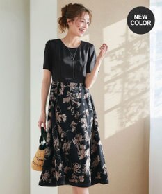 Tiaclasse 【小倉優子さん着用・新色追加・洗える】モノトーンフラワープリントワンピース