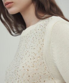 BEIGE， 【洗える】FENNEL / コットンスパンコール半袖ニット