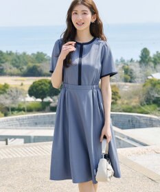 Tiaclasse L 配色フレアワンピース