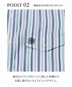 J.PRESS MEN ひんやりで品あり【吸水速乾 / 接触冷感 / 高通気性】Aero Weave クールマックスサッカー ストライプ シャツ / B.D.