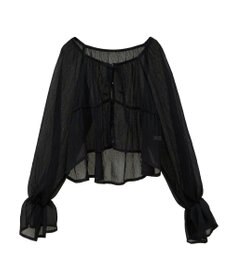 earth music&ecology ナローリボンくしゅくしゅギャザーブラウス