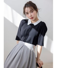 ANY SIS 【好印象企画】襟配色ニット×タックスカートセット