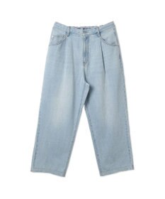 WEGO 【ユニセックス着用ITEM/ウエストゴム/SMLサイズ展開】デニムルーズテーパードパンツ