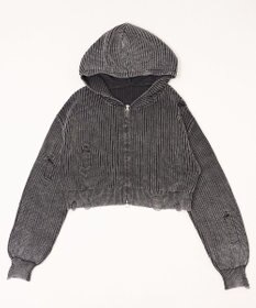 WEGO ダメージニットジップパーカー