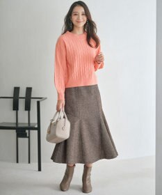 ANY SIS 【洗える】ラメツイードナローフレア スカート