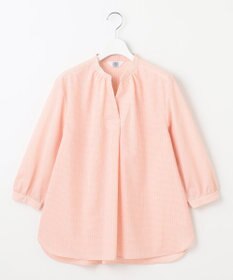 J.PRESS LADIES 【洗える】リネンminiチェック バンドカラー プルオーバー ブラウス