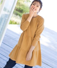 Tiaclasse L 【洗える】大人華やぐ2段ティアードニットチュニック