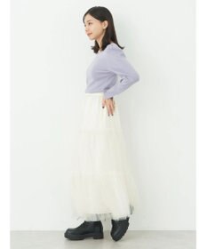 earth music&ecology ハートネック袖パールニットプルオーバー