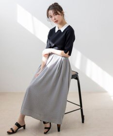 ANY SIS 【好印象企画】襟配色ニット×タックスカートセット