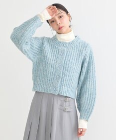 earth music&ecology ローゲージニットショートカーディガン