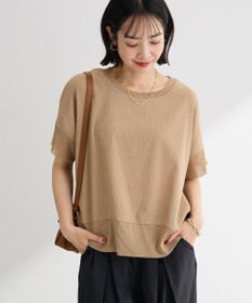 Green Parks シアーリブ切替楊柳プルオーバー