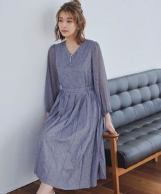 Tiaclasse 【洗える】花柄シフォン袖ワンピース