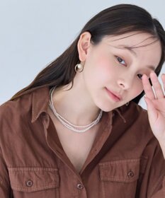 Phoebe <オンワード限定セット>3連ビーズパールネックレス×バランスバロックパールフープイヤリング