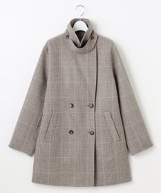 自由区 L 【17号サイズまで展開・カタログ掲載】ウールリバーチェック柄ダブルブレスト コート