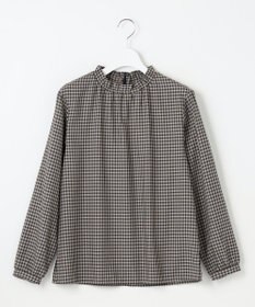 J.PRESS LADIES S 【洗える】ポリエステルヴィスコースブロックチェック フリルネック ブラウス