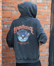 WEGO 【ユニセックス着用ITEM/MLサイズ展開】パウダーブリーチグラフィックZIPパーカー