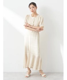 earth music&ecology ２点ＳＥＴ透かし編みカーディガン＋裾フレアスカート