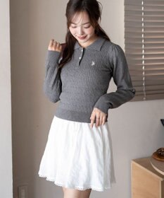 WEGO 【WEB限定/25年秋冬新作】別注USPOLOケーブルニットポロ