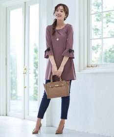 Tiaclasse 【洗える】グログランリボン付きフリル袖チュニック