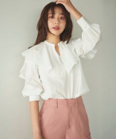 Feroux 【洗える】ラッフルスキッパー ブラウス