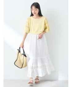 earth music&ecology フレア袖レースプルオーバー