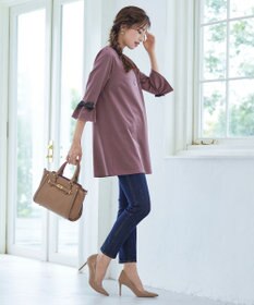 Tiaclasse 【洗える】グログランリボン付きフリル袖チュニック