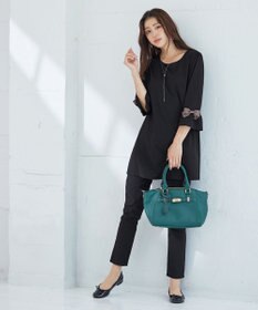 Tiaclasse 【洗える】グログランリボン付きフリル袖チュニック