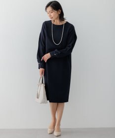 23区 【セットアップ対応】トリアセダブルジョーゼット スリットシフォンスリーブ ワンピース