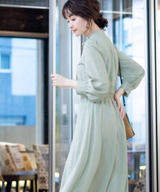 Tiaclasse L 【洗える】細リボンギャザーワンピース