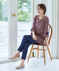 Tiaclasse 【洗える】グログランリボン付きフリル袖チュニック