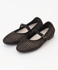 steppi ラウンド メッシュ バレエパンプス ブラウン ラメ