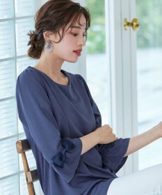 Tiaclasse 【洗える】グログランリボン付きフリル袖チュニック