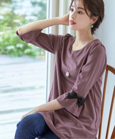 Tiaclasse 【洗える】グログランリボン付きフリル袖チュニック