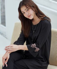 Tiaclasse 【洗える】グログランリボン付きフリル袖チュニック