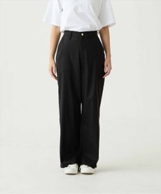 caqu linen rayon stretch wide pants リネンレーヨンストレッチワイドパンツ