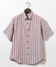 JOSEPH ABBOUD 【サステイナブル】ソアロンストライプ 半袖 シャツ レッド系1