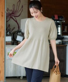 Tiaclasse リブ切替スカラップニットチュニック